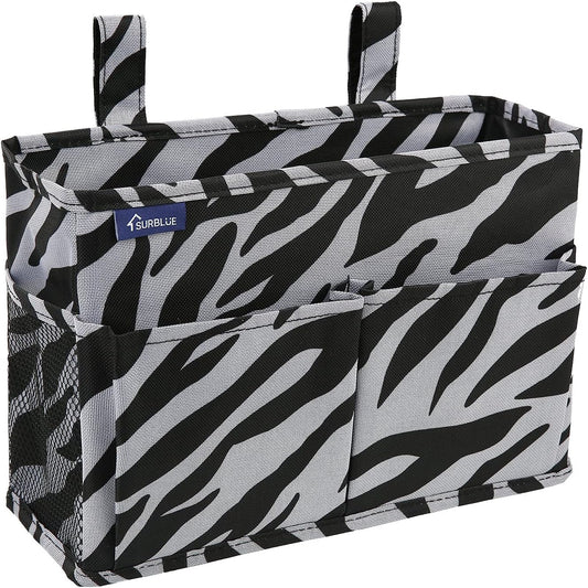 Surblue Caddy Hanging Organizer Bedside Storage Bag for Bunk and Hospital Beds, Zebra, Small