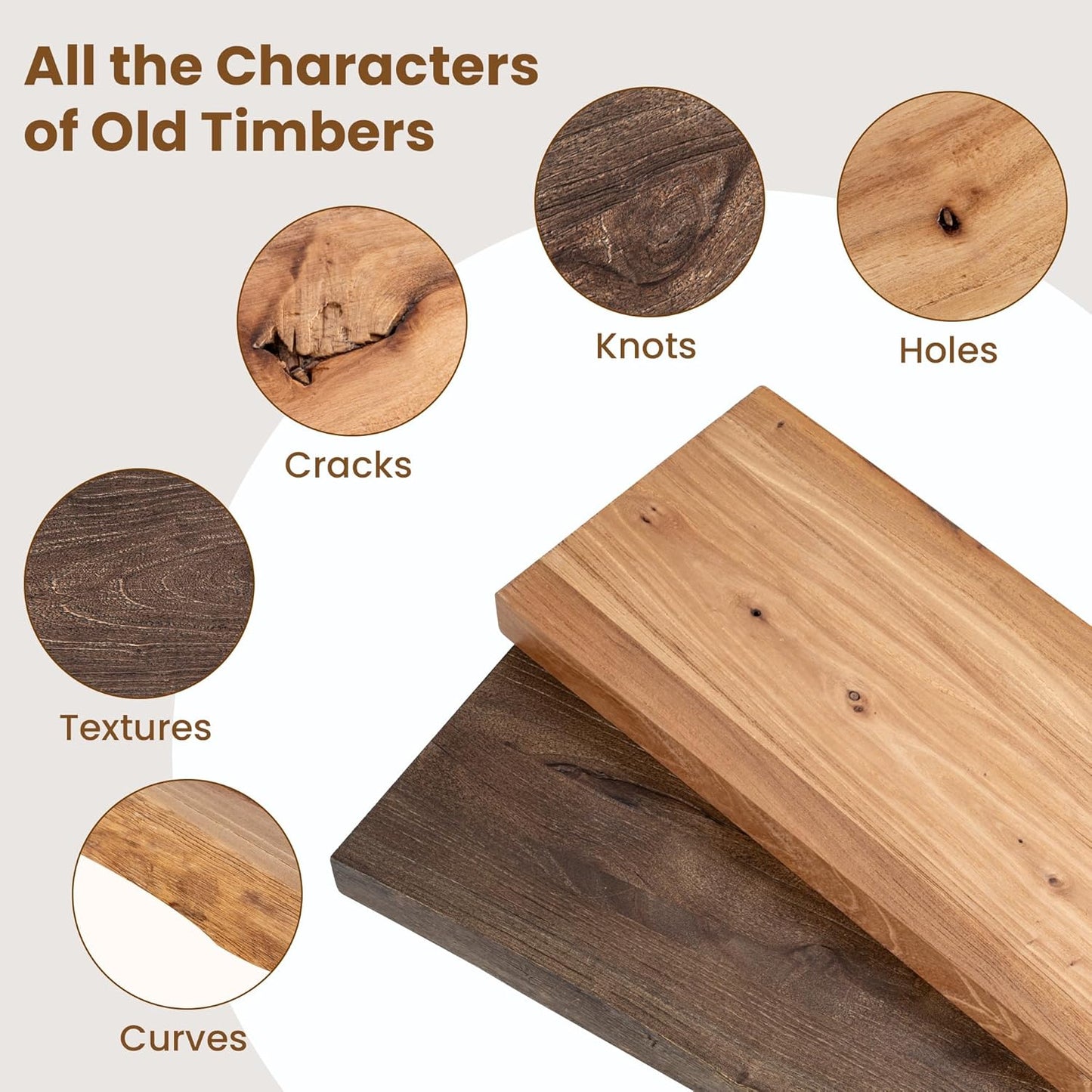 Floating Shelves for Wall Decor, Rustic Solid Elm Wood Floating Shelves Wall Mounted, Wall Shelves with Invisible Bracket for Living Room Bathroom Bedroom Kitchen, 55 Inch, Natural