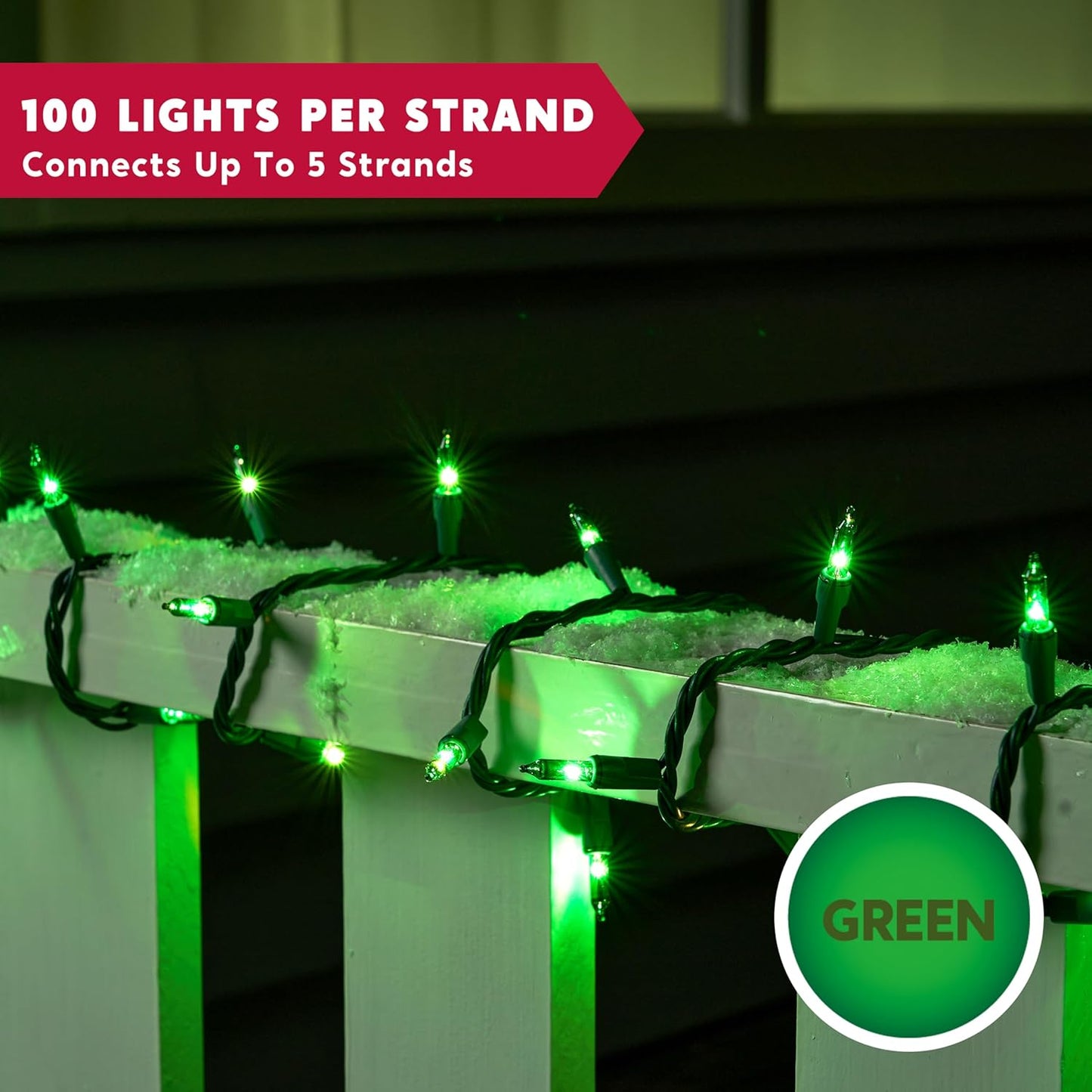 Joiedomi Green Christmas String Lights,100 Count 22.3FT Christmas Fairy Tree Lights Plug in for Indoor Outdoor Xmas Decorations Patio Holiday Theme Party Yard House,Green Wire