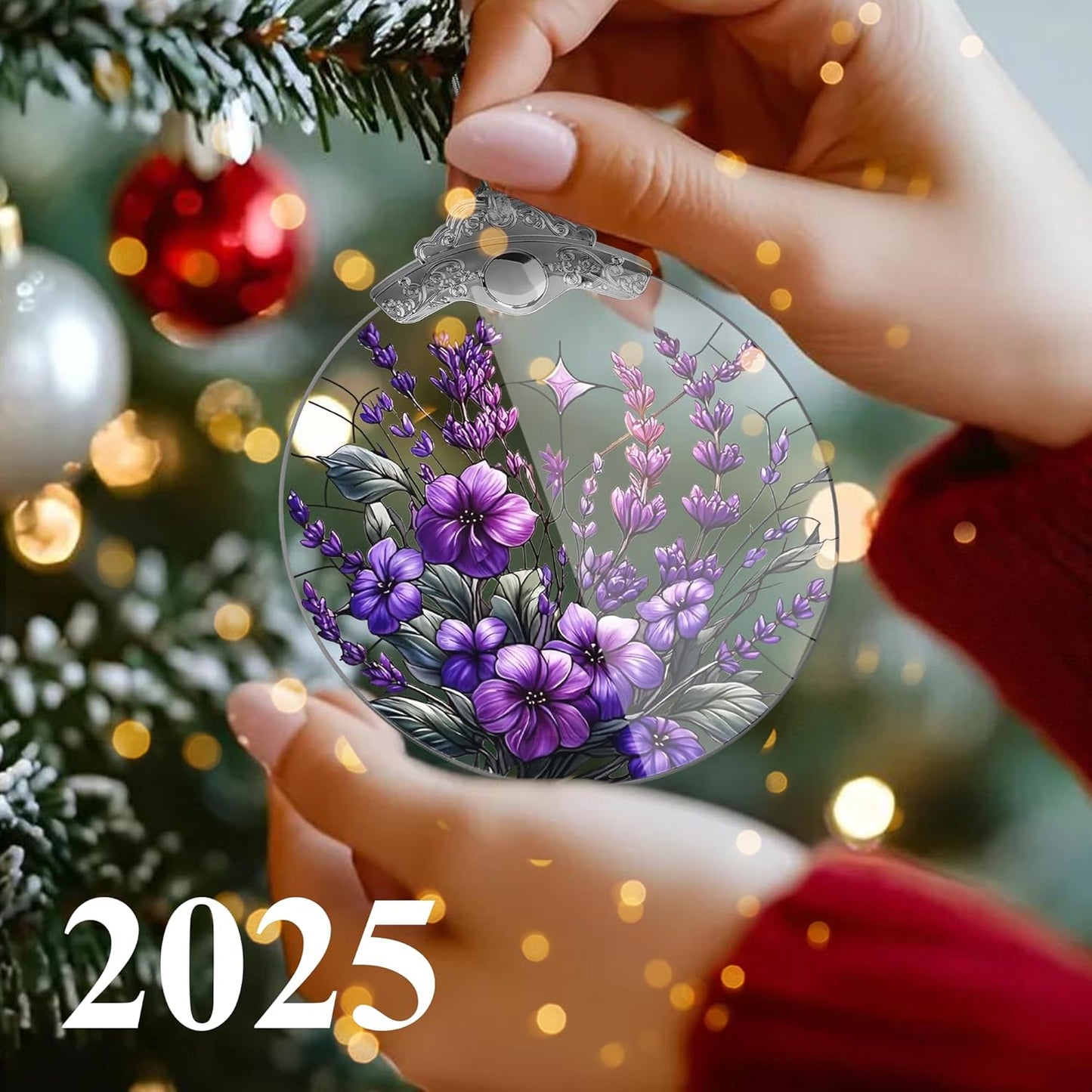 Purple Christmas Ornaments, Large Christmas Ornaments, 4 Inch – Christmas Ornaments 2025, Hanging Ornament for Tree, Unique Christmas Gifts, White Elephant Gifts for Adult