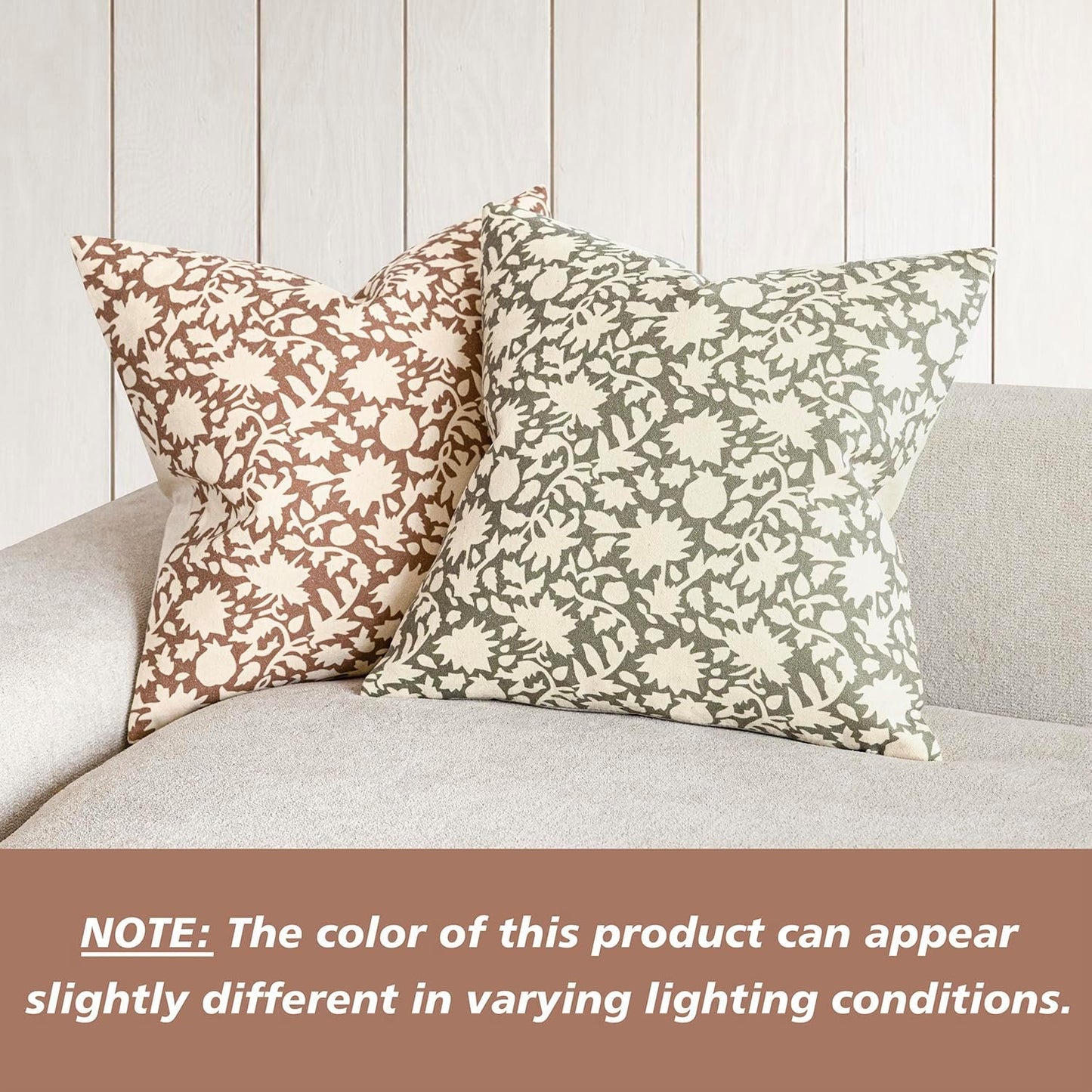 Foindtower Set of 2 Decorative Neutral Floral Throw Pillow Covers Accent Farmhouse Cushion Covers Boho Pillowcase for Couch Sofa Bedroom Living Room Home Decor Outdoor,18×18 Inch,Light Orange Brown