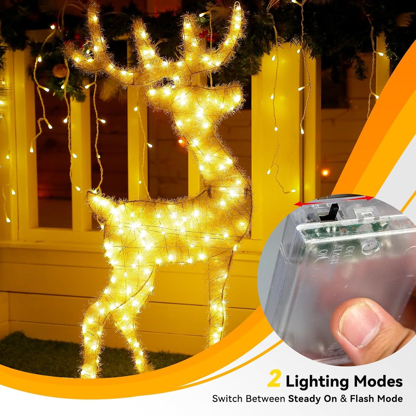 4 Pack 60LED Christmas Fairy Lights Battery Operated - 20FT Twinkle Lights with 2 Lighting Modes Indoor Outdoor, Waterproof Led Fairy String Lights for Bedroom, Classroom, Dorm, DIY Decor, Warm White
