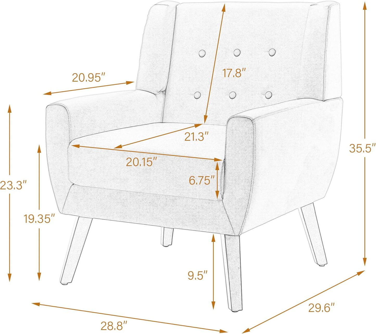 UIXE Faux Leather Accent Chairs Set of 4, Modern Arm Club Chair Upholstered Armchair for Living Room, Comfy Single Sofa Seats Button Tufted Reading Seating, Cream
