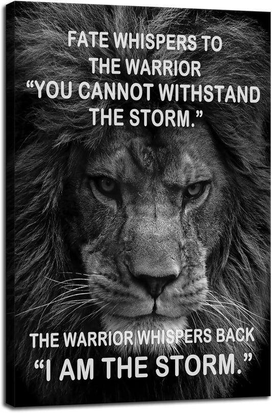 Inspirational Canvas Wall Art Inspiration Painting Pictures Motivational Quotes I Am The Storm Posters Prints Artwork Modern Living Room Home Office Decor Framed Ready to Hang[12" W X 18" H]