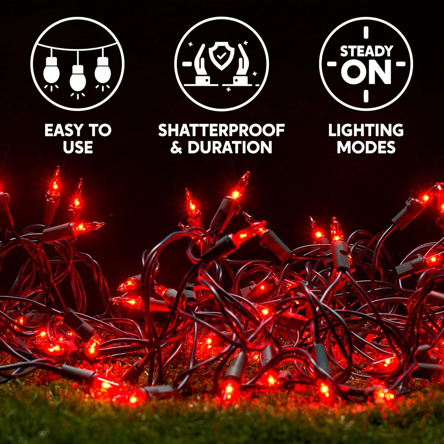 Joiedomi Red Christmas String Lights,100 Count 21.4FT Christmas Fairy Tree Lights Plug in for Indoor Outdoor Valentine's Day Xmas Decorations Patio Holiday Theme Party Yard House,Green Wire