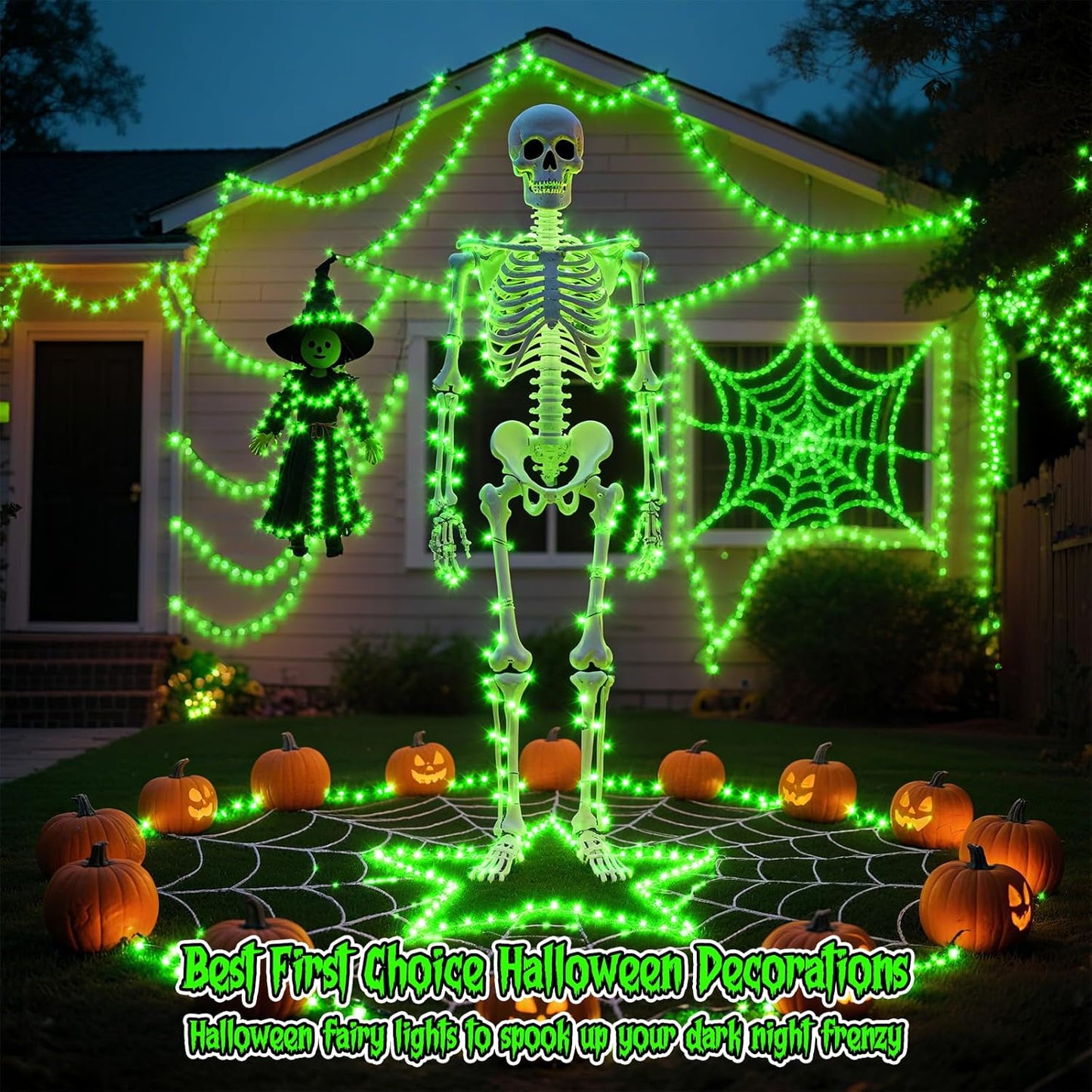 TingMiao Halloween Green Fairy Lights Battery Operate,7.2ft 20 LEDs String Lights Silver Copper Wire for Hallowen Christmas DIY Decoration Wedding Party (6 Pack)