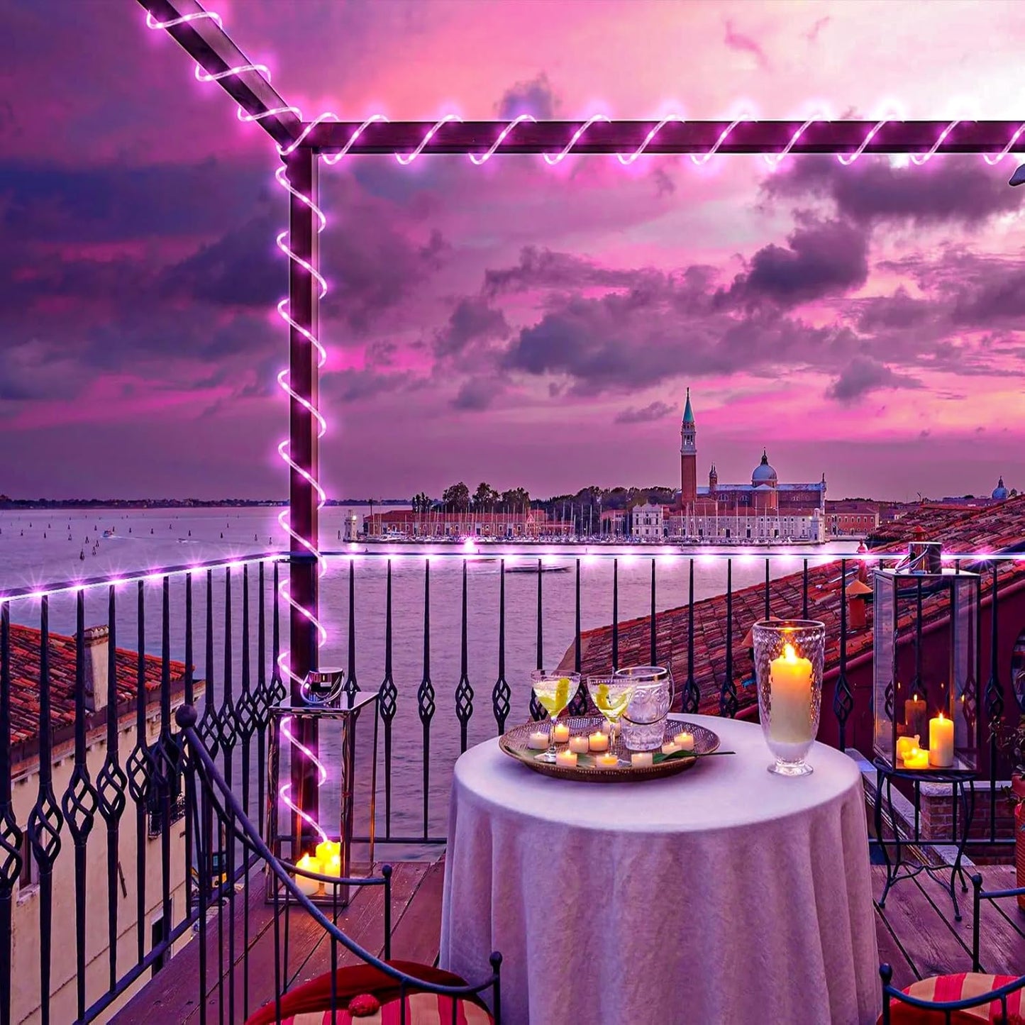 Rope Lights Outdoor, 66FT 200 LED Rope Lights for Outside Waterproof with 8 Modes, Flexible and Connectable Clear Tube Light for Indoor, Garden, Backyard, Patio, Pool, Tree Holiday Decorations - Pink