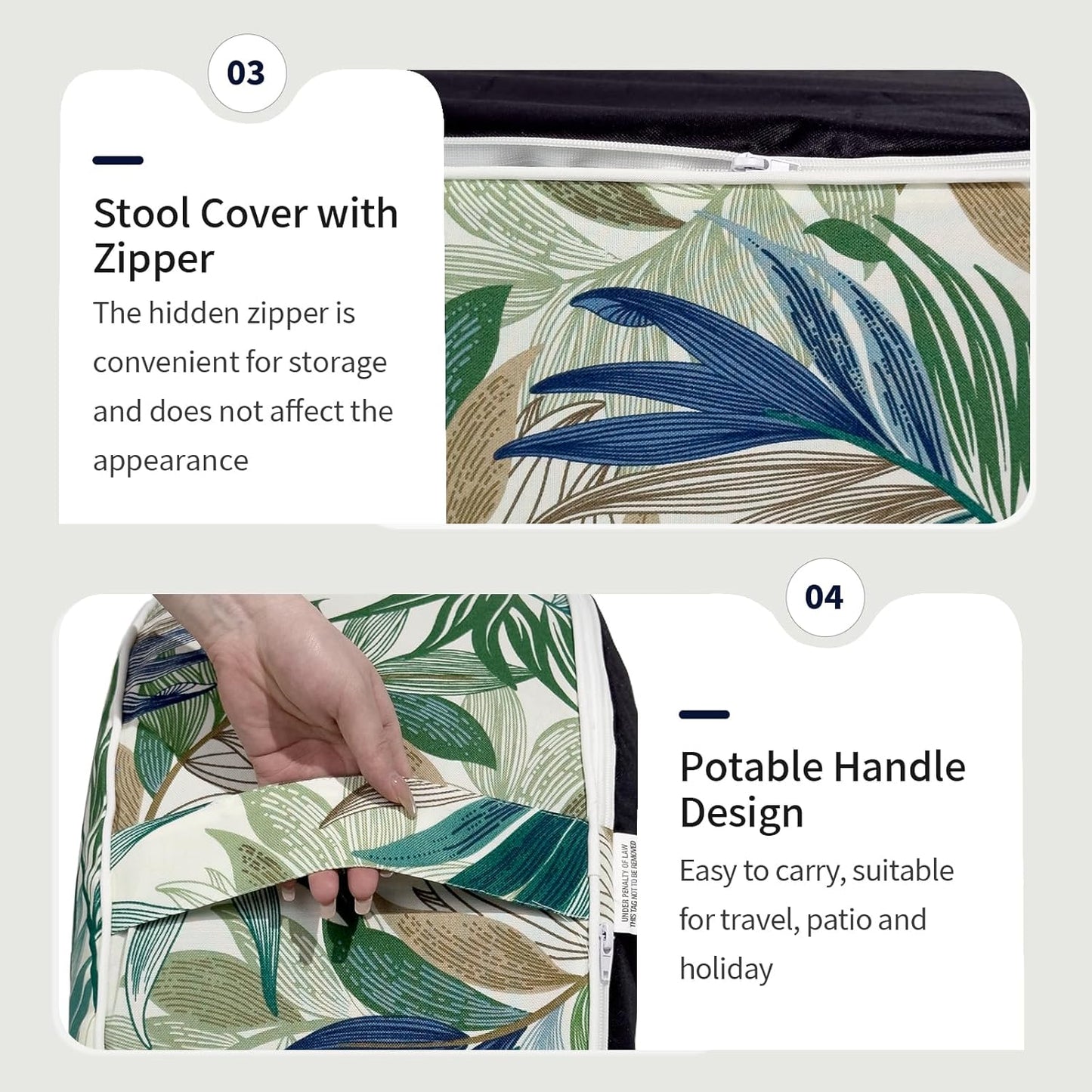 Inflatable Ottoman Stool D31 xH14 for Outdoor/Indoor Use, Water Repellent Patio Foot Rest Stool with Portable Handle,Round Pouf Ottoman Suitable for Garden,Deck and Camping - Lush Leaf Green