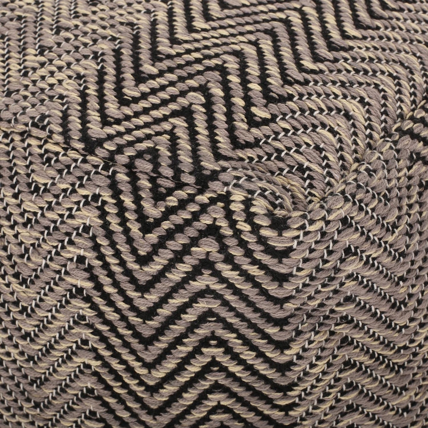 GDFStudio Boho Handmade Fabric Cube Pouf Ottoman Foot Stool - Bean Bag Floor Chair - Foot Rest Couch for Living Room Bedroom, Brown Beige and Yellow,15"" x 15"" x 15"", 312185N