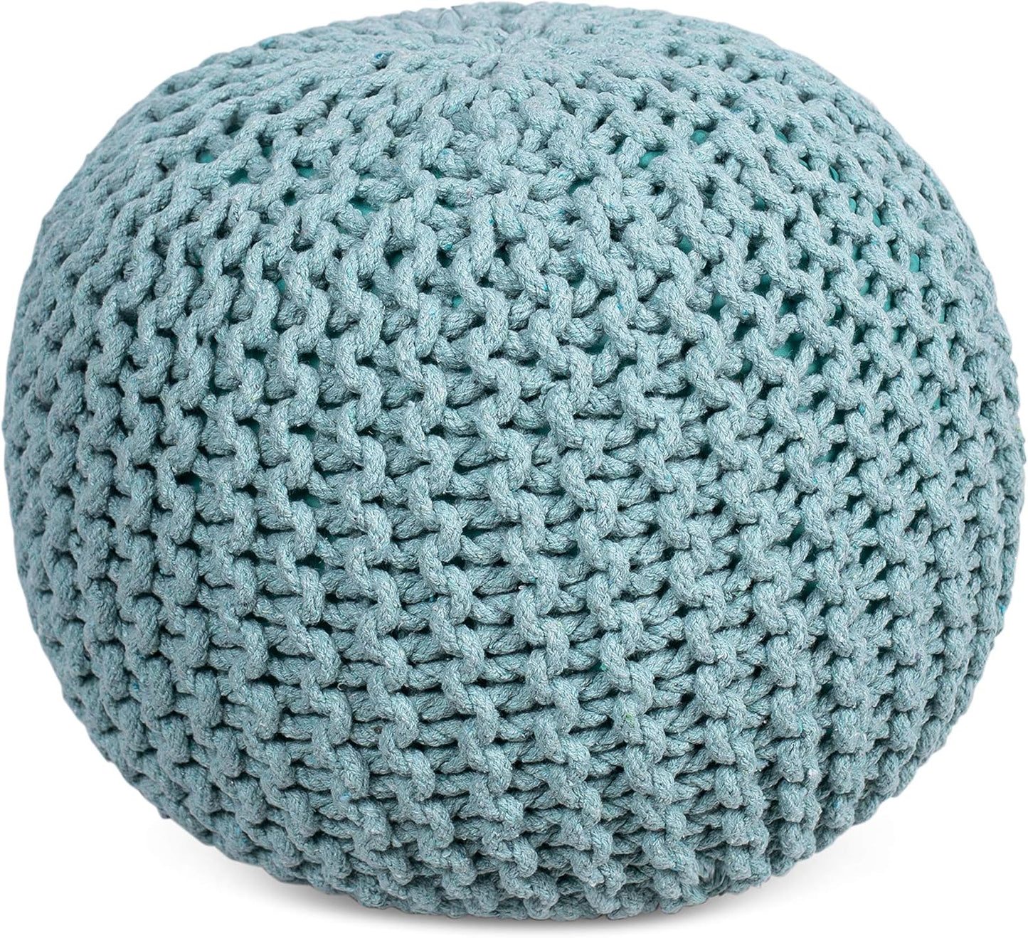 BIRDROCK HOME Round Pouf Ottoman | Cotton Braided Round Foot Stool | Bedroom and Living Room Poof | Sage Green Boho Ottoman | Pouf Foot Rest