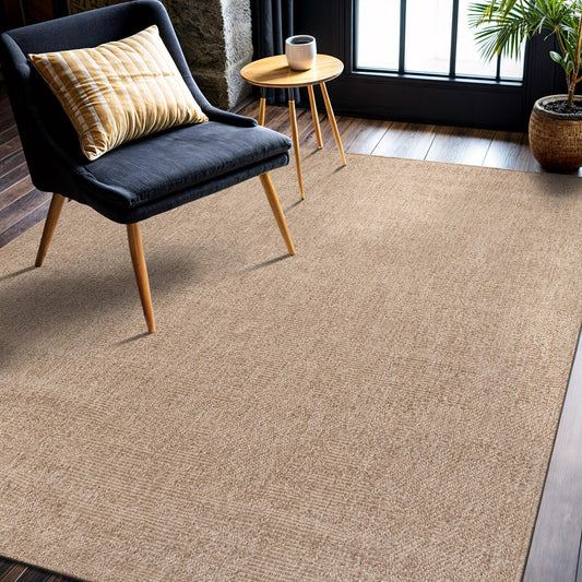CAMILSON Easy Jute Rug 4x6, Indoor Outdoor Natural Color Fiber Area Rugs for Living Room Patio and Kitchen Rug, Solid Boho Woven Design, Easy-Cleaning, Washable Outside Carpet Alfombras (4 x 6)