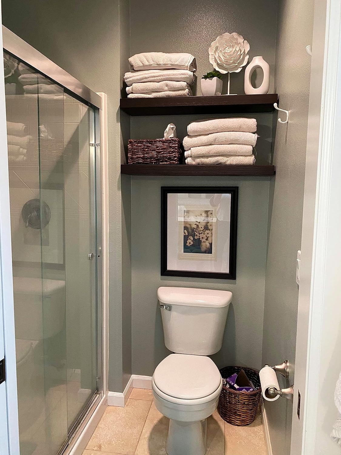 Joel's Antiques 24 Inch Wooden Floating Shelves for Wall - 24x12x2 in - Made of Natural Wood - Short Deep Heavy Duty Rustic Wall Shelves for Bedroom - Perfect for Bathroom, Kitchen - Mocha