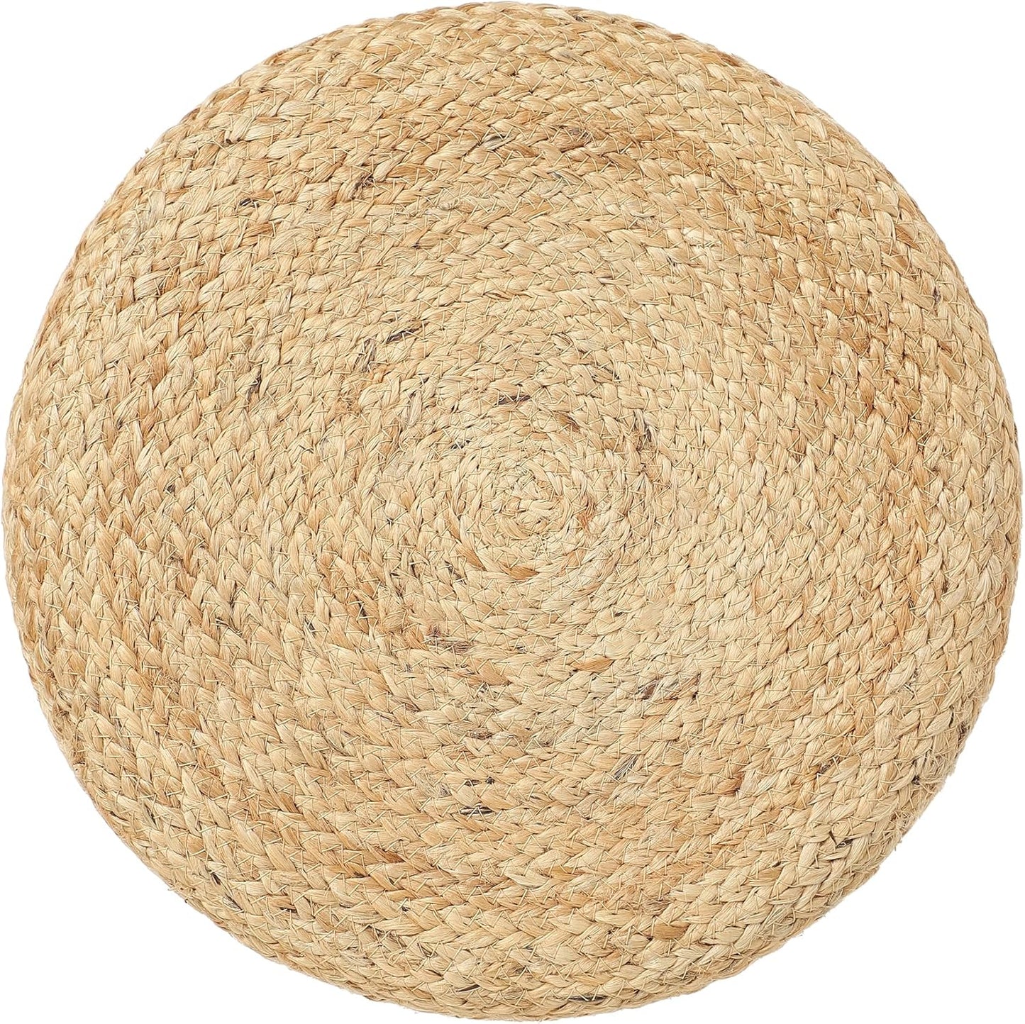 REDEARTH · Cylindrical Pouf Foot Stool Ottoman - Jute Braided Pouffe Poof Accent Sitting Footrest for Living Room, Bedroom, Nursery, Patio, Lounge Set of 2 (Natural Teal, 14.5"x14.5"x16")