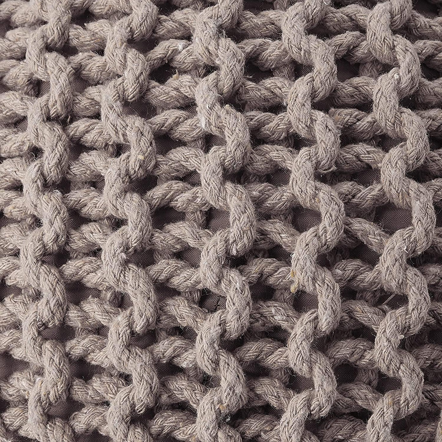 REDEARTH Round Pouf Foot Stool Bean Bag Ottoman - Hand Knitted Boho Pouffe - Home Decor Poof - Stuffed Foot Rest for Living Room - Nursery - Bedroom - Patio (19.5"x19.5"x14") - Taupe