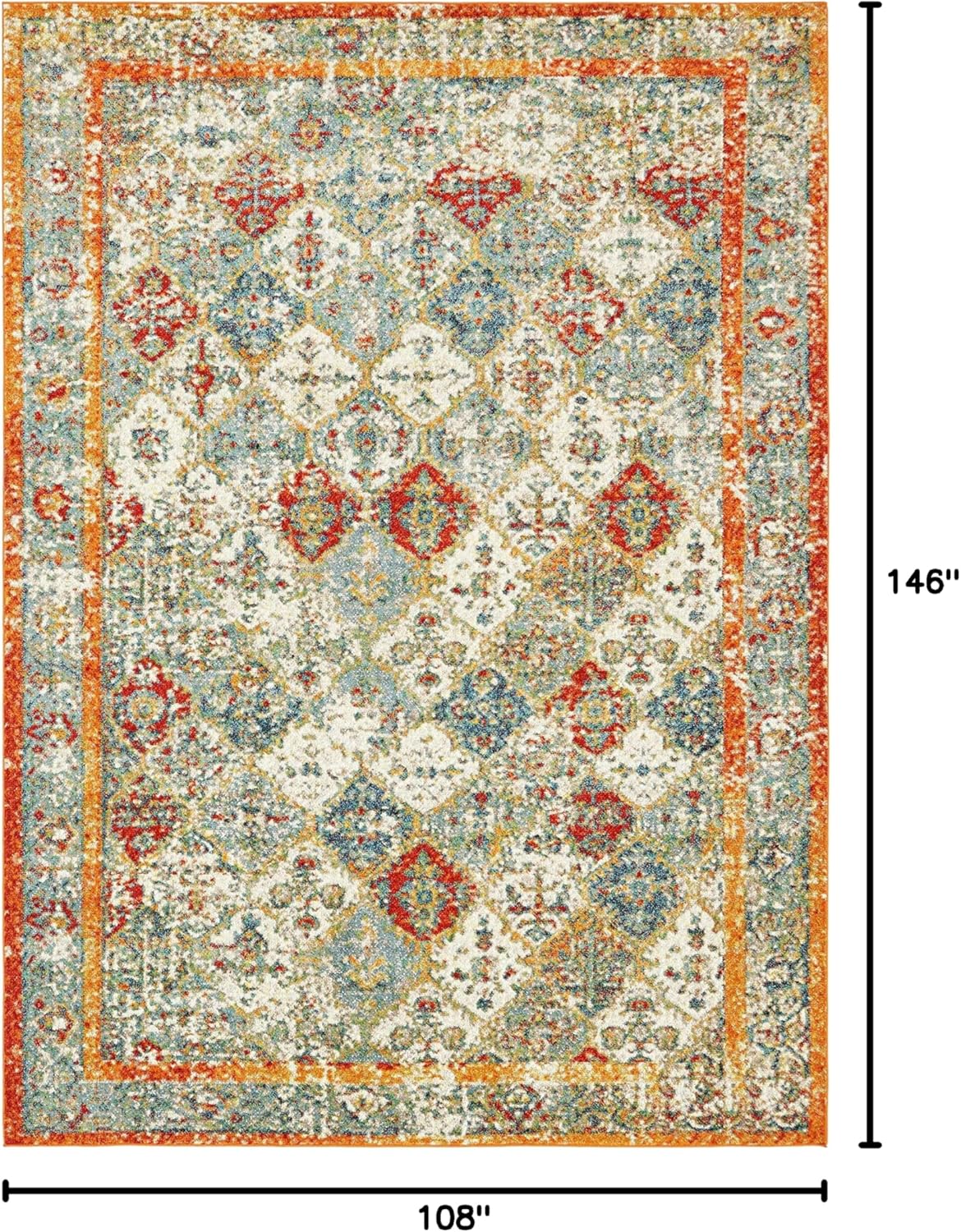 Unique Loom Rosso Collection Vintage, Traditional, Bohemian, Geometric, Distressed, Southwestern Area Rug (9' 0 x 12' 0 Rectangular, Beige/Orange)
