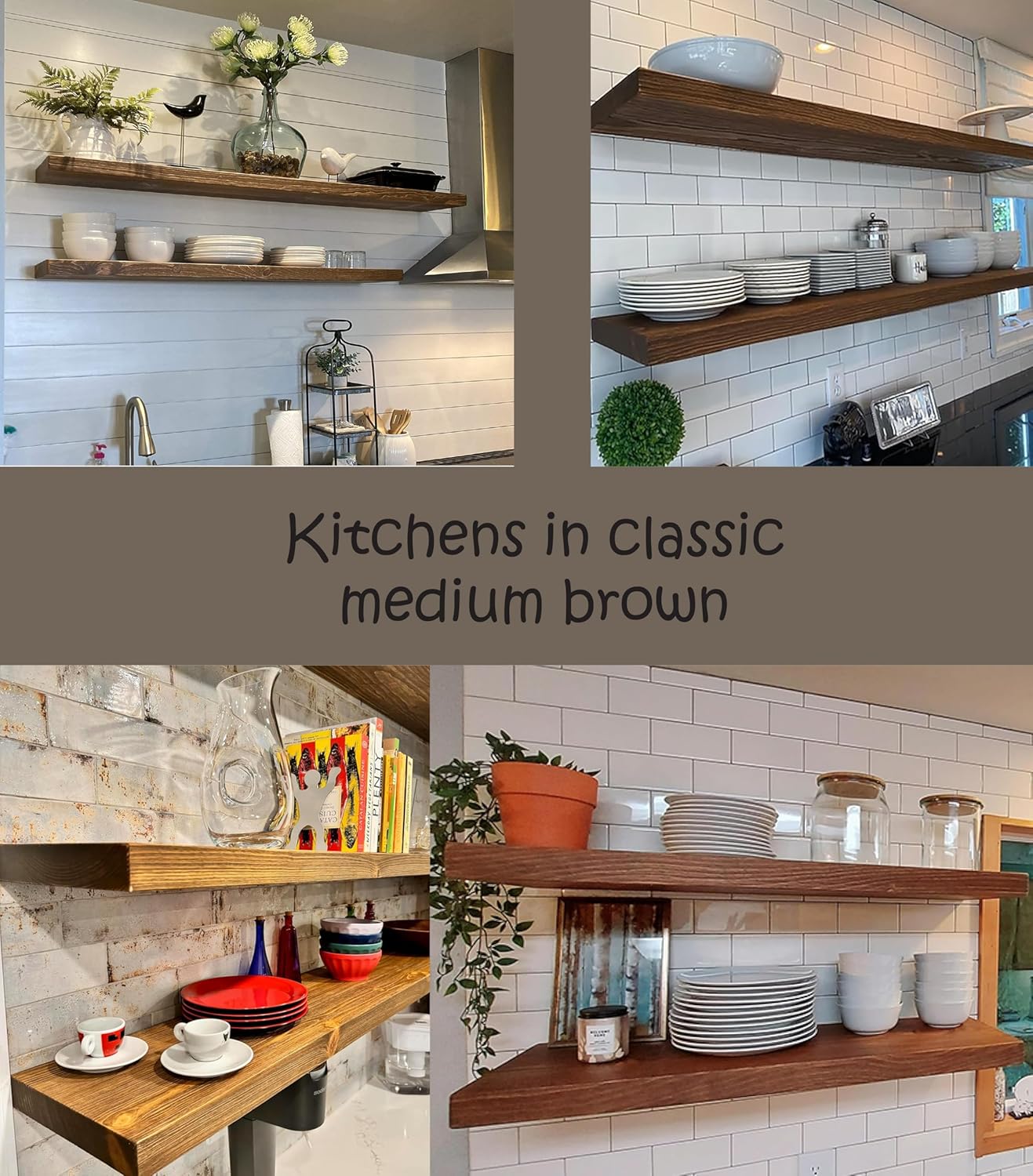 joelsantiques - 60 Inch Wooden Floating Shelves for Wall - 60x12x2 in - Made of Natural Wood - Long Heavy Duty Rustic Wall Shelves for Bedroom - Perfect for Living Room, Kitchen - Medium Brown