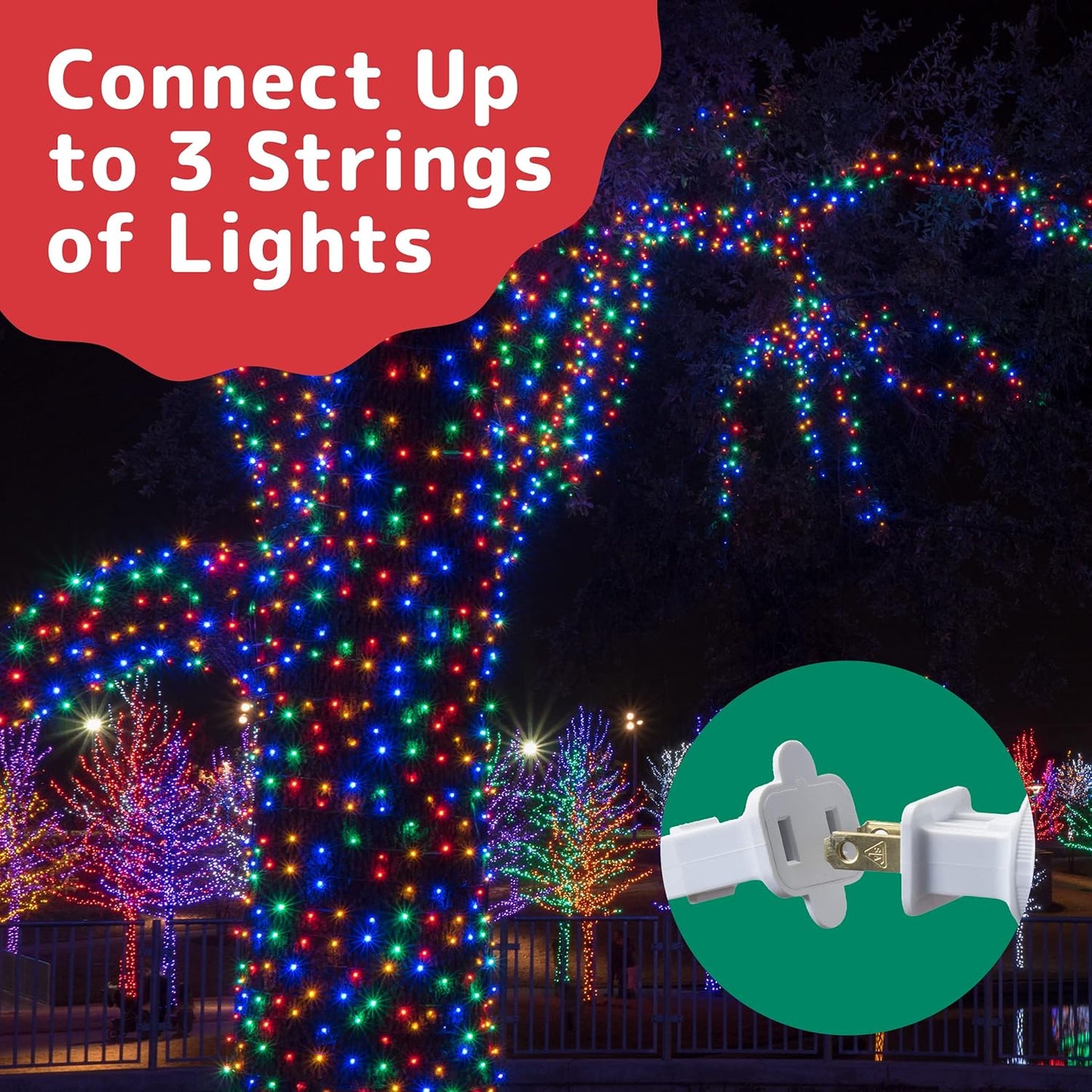 PREXTEX Bright & Colorful Christmas Lights (60 Feet, 300 Lights) - Fall Decor & Christmas Tree Lights with White Wire - Indoor/Outdoor String Lights – Multi-Color Twinkle Lights