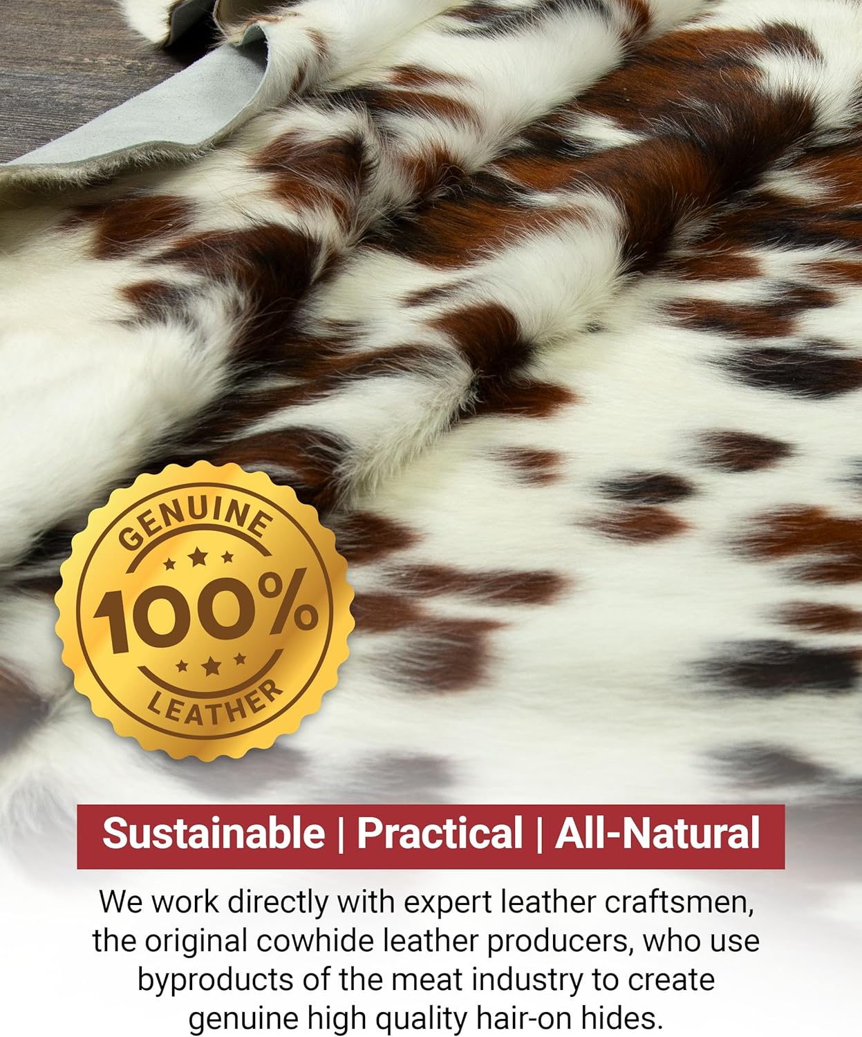 Natural Cowhide Rug for Home & Office Premium Light Tricolor Cowhide Rug with Mixed Brown, Black & White Patterns - Cow Hide Rugs Made with Tanned Leather - Cow Hide Rugs 5x7 ft