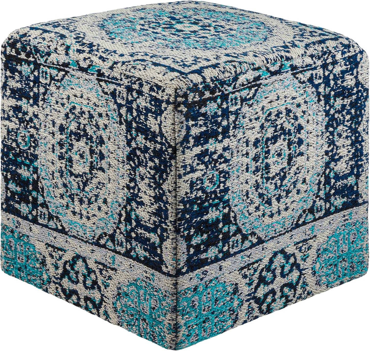 Mark&Day Pouf Ottoman, Kaltenleutgeben Traditional Teal Cube Pouf Foot Rest for Living Room, Bedroom and Boho Home Decor (18"x18"x18")
