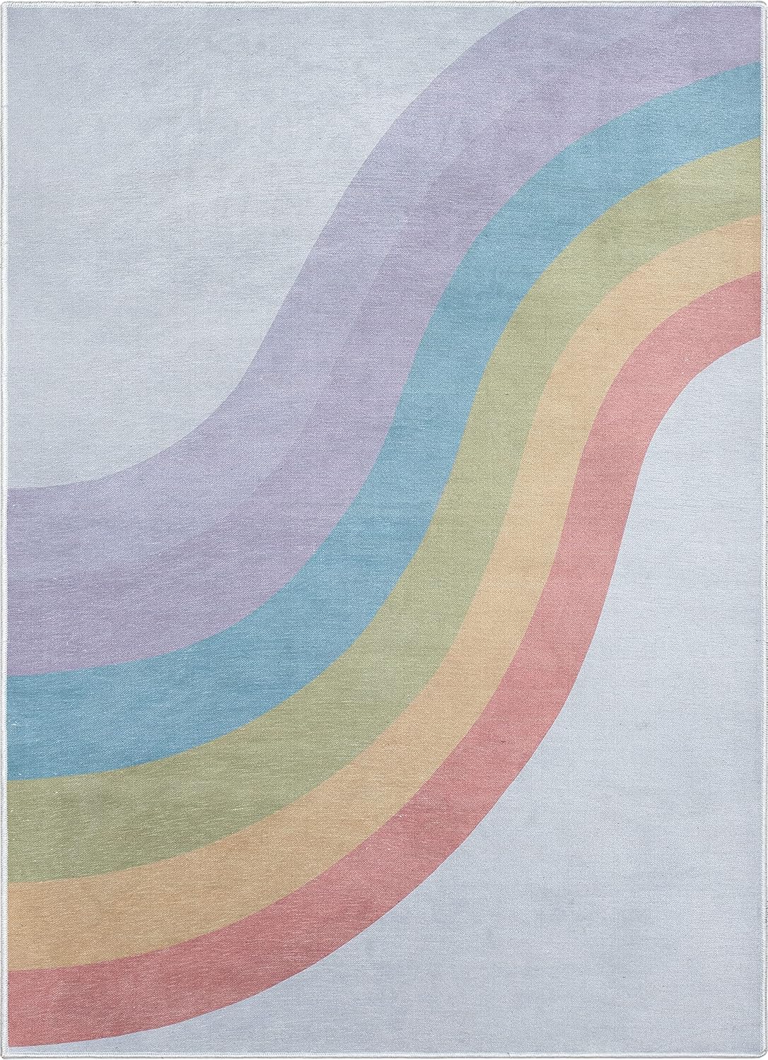 Well Woven Kids Rugs Rainbow 9'10" x 13' Multi Color Modern Flat-Weave Playroom Area Rug