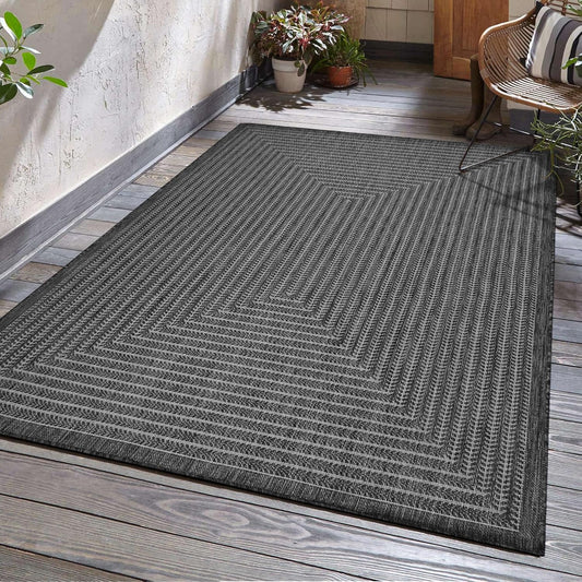 Adiva Rugs Outdoor Indoor Area Rug, Weather Resistant, Easy to Clean, Stain Resistant Floor Mat for Dining Room, Backyard, Deck, Patio (Pebble Weiss, 10' x 14')